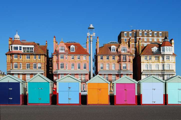 beach huts and sash windows in brighton